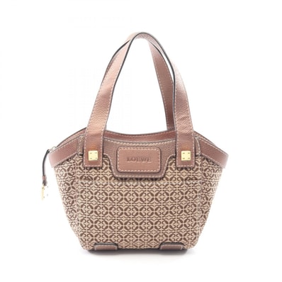 ロエベ LOEWE ニューロードライン アナグラム ハンドバッグ バッグ キャンバス レザー レディース ベージュ系 / ブラウン系 【中古】