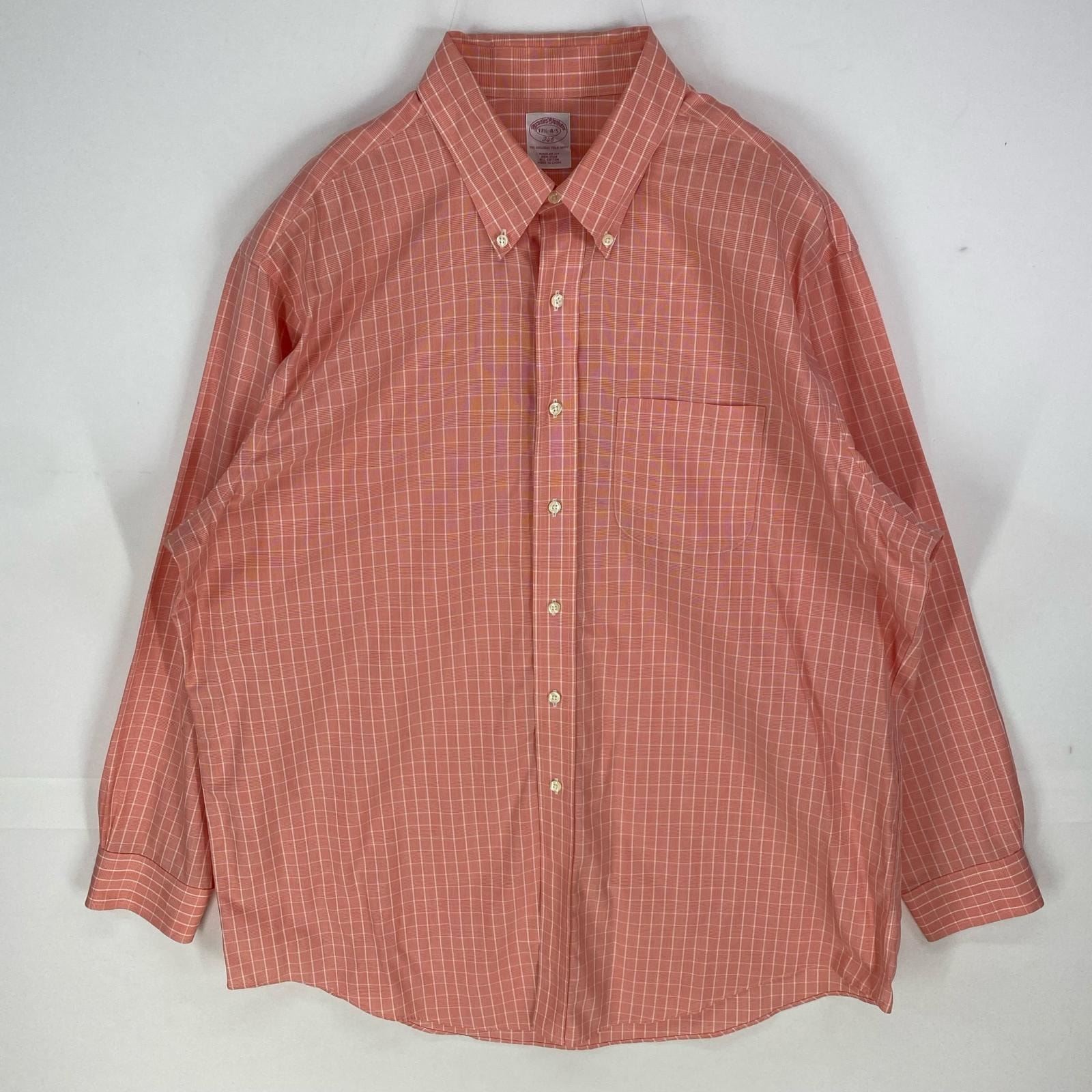 古着 ブルックスブラザーズ Brooks Brothers 長袖シャツ ボタンダウン 346 ロングスリーブ 17  オレンジ系 チェック メンズ