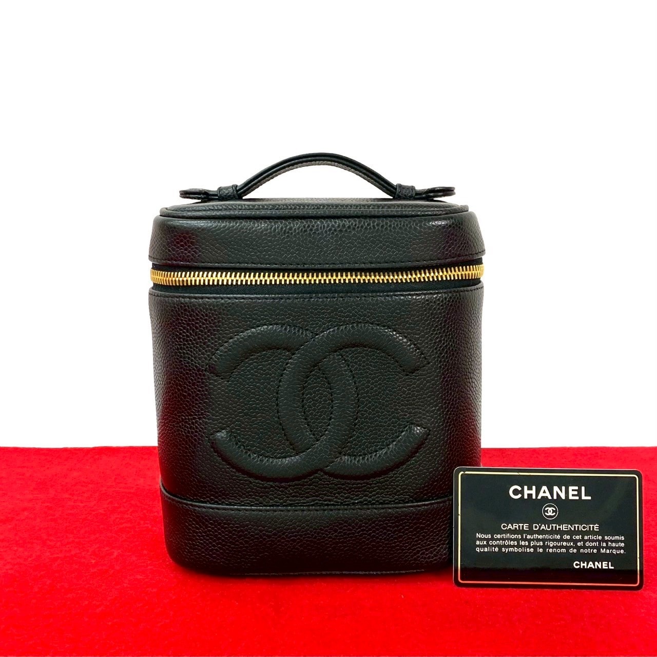 CHANEL シャネル ココマーク マットキャビアスキン ハンドバッグ ブラック
 06526