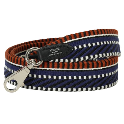 HERMES エルメス ショルダーストラップ バンドリエール 25mm 85cm サングルカヴァル ブルーインク/キュイーブル/黒/白 トワル/スイフト シルバー金具 C刻印 新品同様【中古】