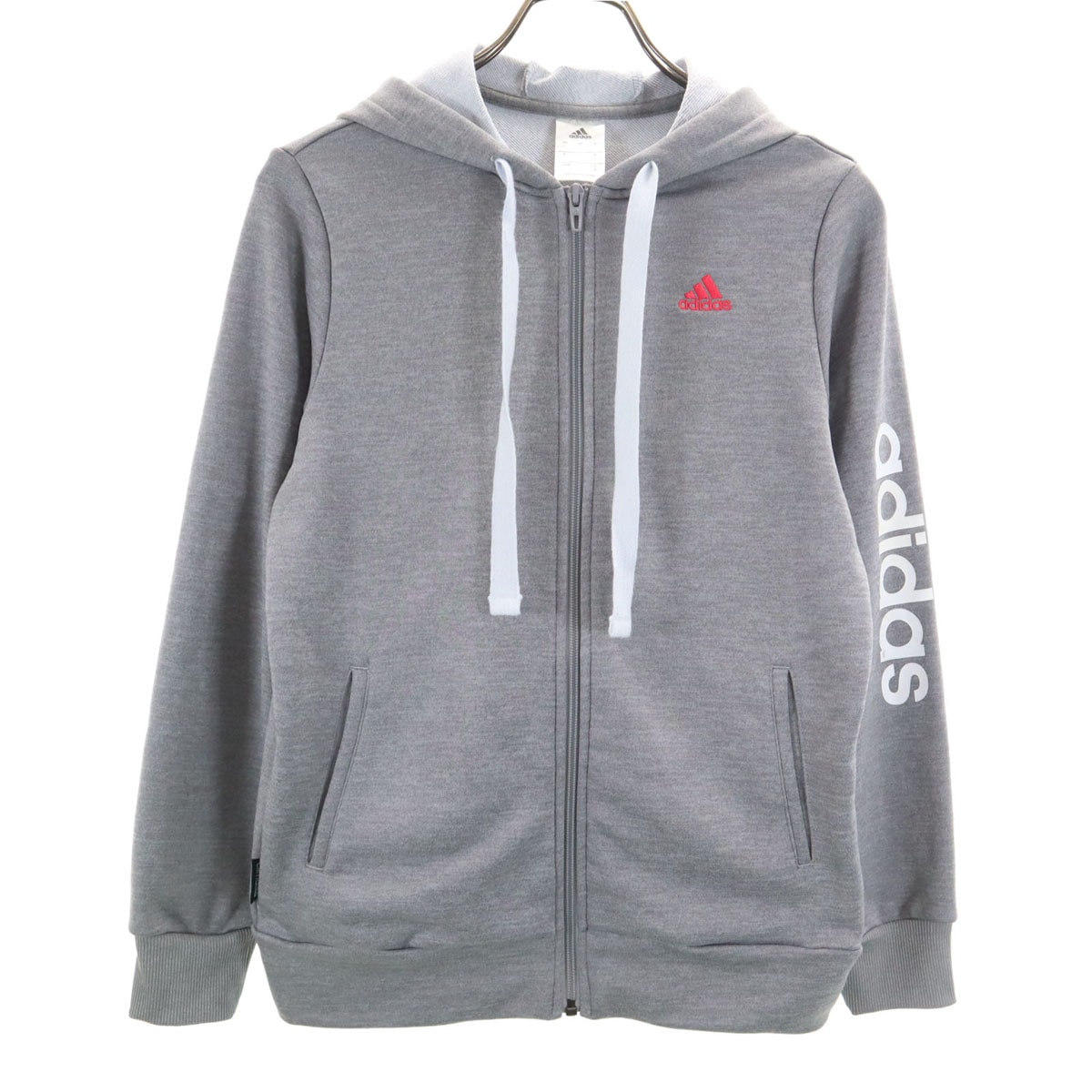 adidas アディダス 長袖 スウェット ジップパーカー S グレー トレーニング