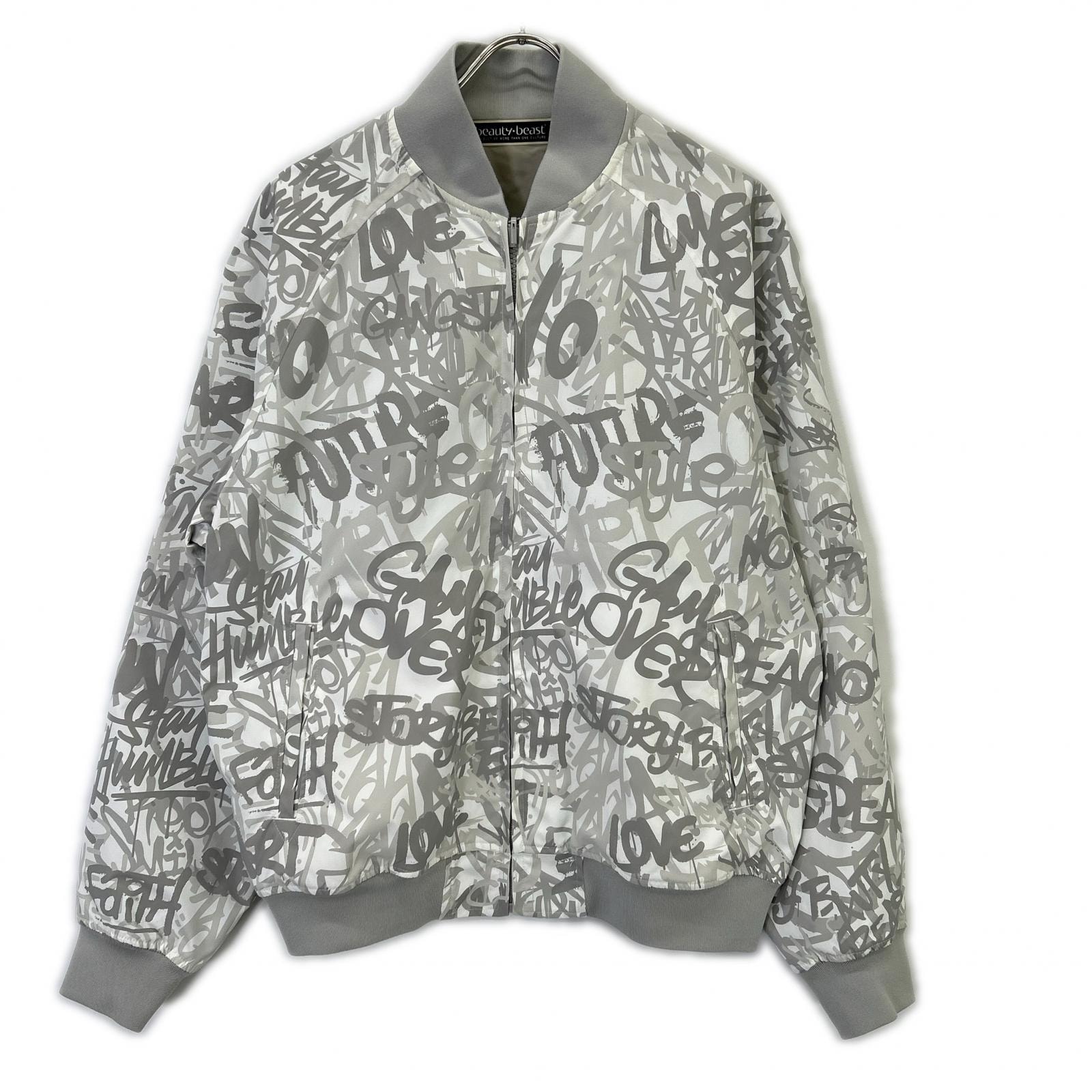 ビューティービースト ホワイト×グレー グラフィック ブルゾン XL
