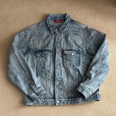 Supreme S Logo Denim Trucker Jacket "Washed Blue"