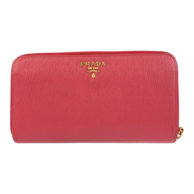 美品 PRADA プラダ サフィアーノ ピンク ゴールド金具 レザー 長財布 ロングウォレット 601944 【中古】