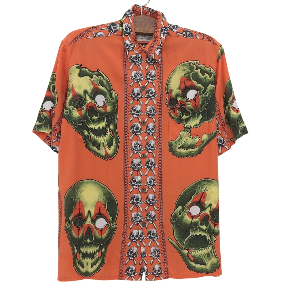 ワコマリア 美品 56 TATTOO STUDIO S/S HAWAIIAN SHIRT トップス メンズ オレンジ M 21SS M