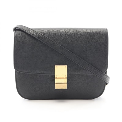 セリーヌ CELINE クラシックボックス ミディアム ショルダーバッグ バッグ レザー レディース ブラック系 164173AAE 【中古】