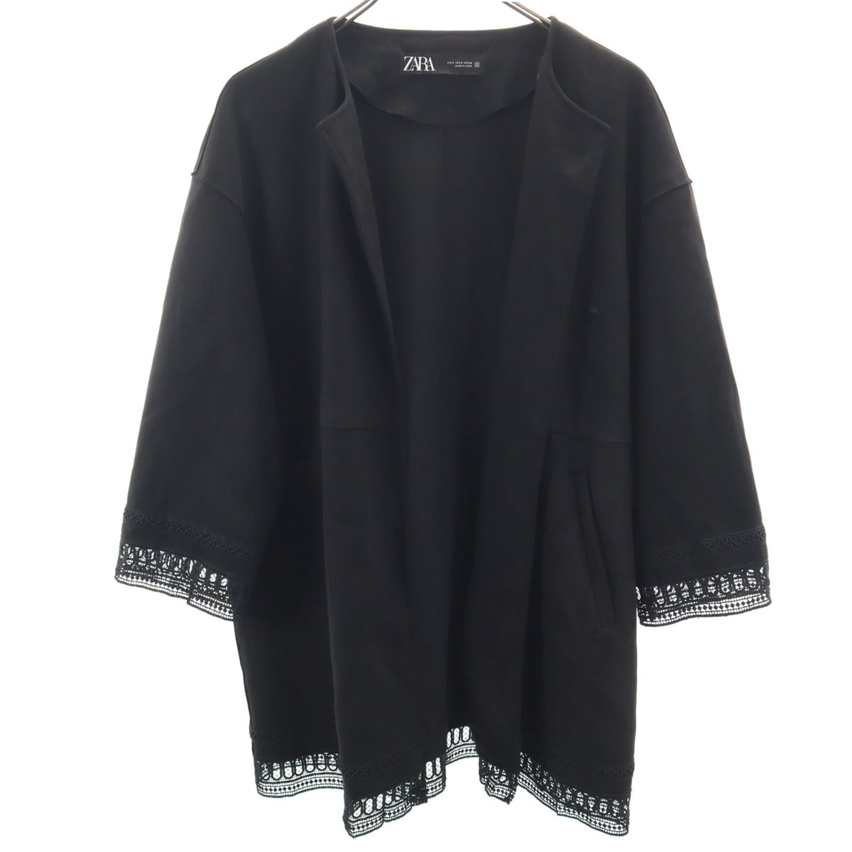 ZARA ザラ フェイクスエード ジャケット S ブラック