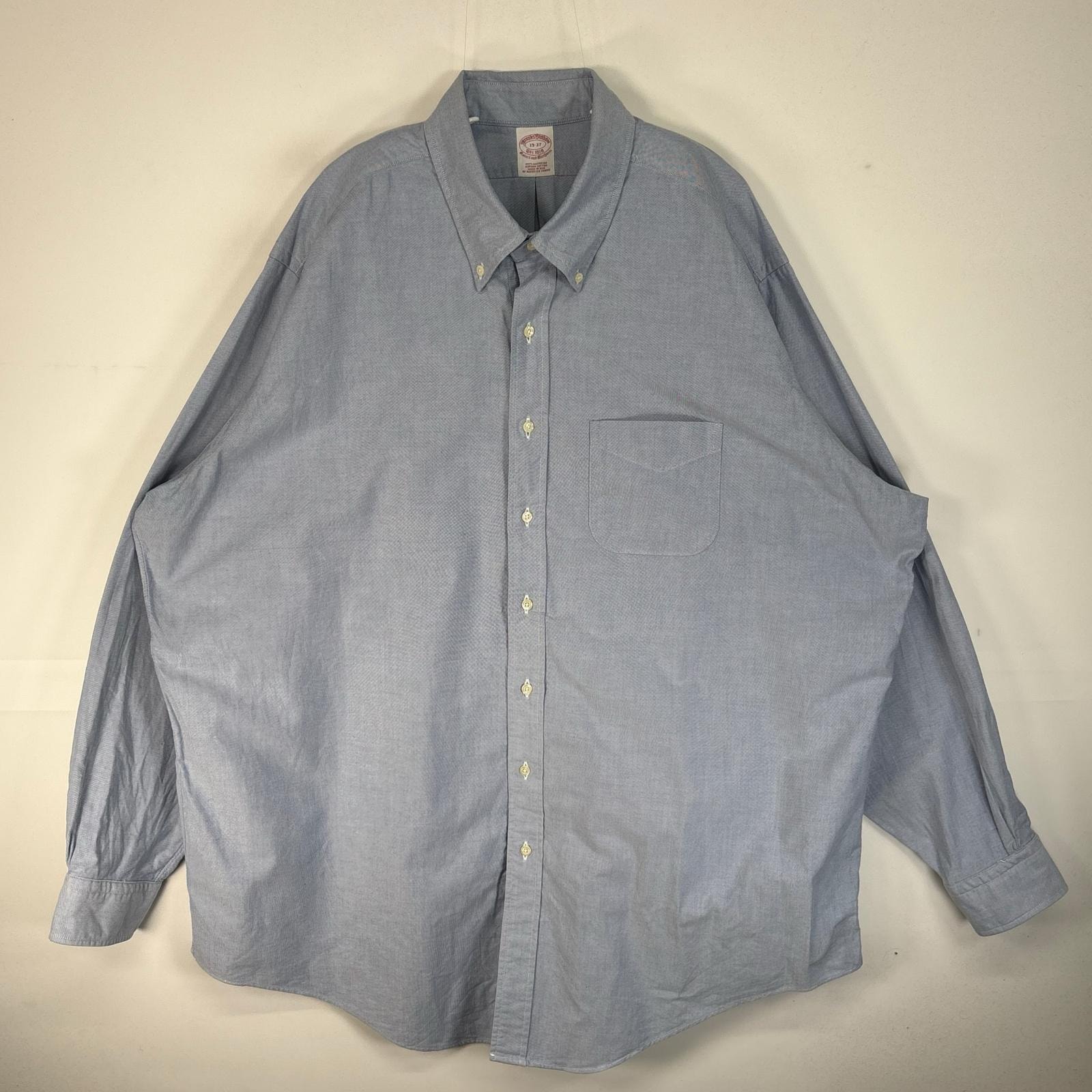 古着 ブルックスブラザーズ Brooks Brothers 長袖シャツ USA製 MAKERS オックスフォード 3XL  ブルー系 無地 メンズ