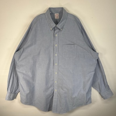 古着 ブルックスブラザーズ Brooks Brothers 長袖シャツ USA製 MAKERS オックスフォード 3XL ブルー系 無地 メンズ
