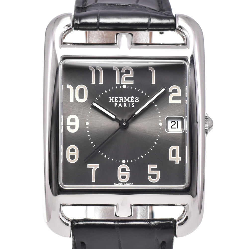 エルメス HERMES CC1.810 ケープコッド デイト グレー クォーツ メンズ 美品 腕時計 H#147431