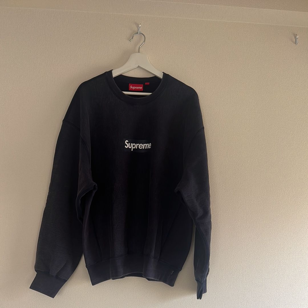 Supreme Washed Box Logo Crewneck "Navy"