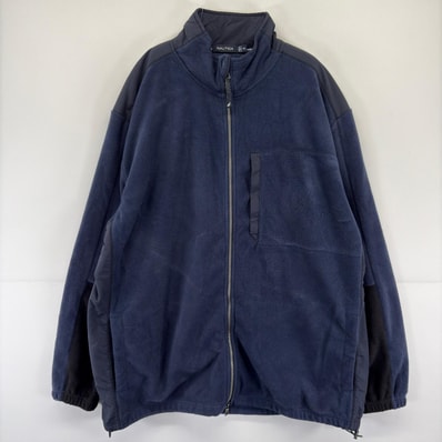 古着 ノーティカ NAUTICA フリースジャケット フルジップ ワンポイント刺繍ロゴ 大きいサイズ 2XL ネイビー メンズ
