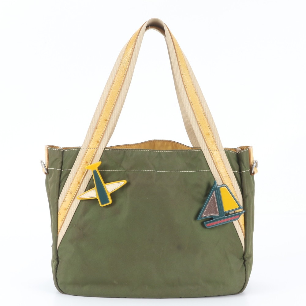 ■美品 プラダ テスート ナイロンオーストリッチトート バッグ