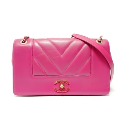 シャネル CHANEL Vステッチ マドモアゼル チェーン ラム 24番台 ショルダーバッグ【中古】