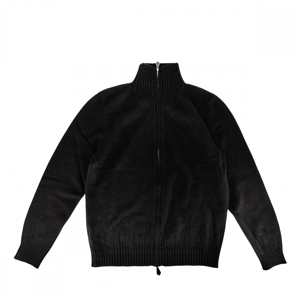 HERMES エルメス ニット ジップアップ ハイネック セーター 長袖 アパレル トップス 服 L ブラック 黒 シルバー金具 カシミヤ レディース 秋 冬 美品【中古品】