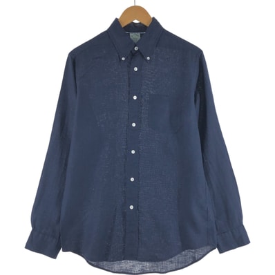 古着 ブルックスブラザーズ Brooks Brothers Est.1818 MILANO 長袖 リネン ボタンダウンシャツ メンズM相当/eaa533479