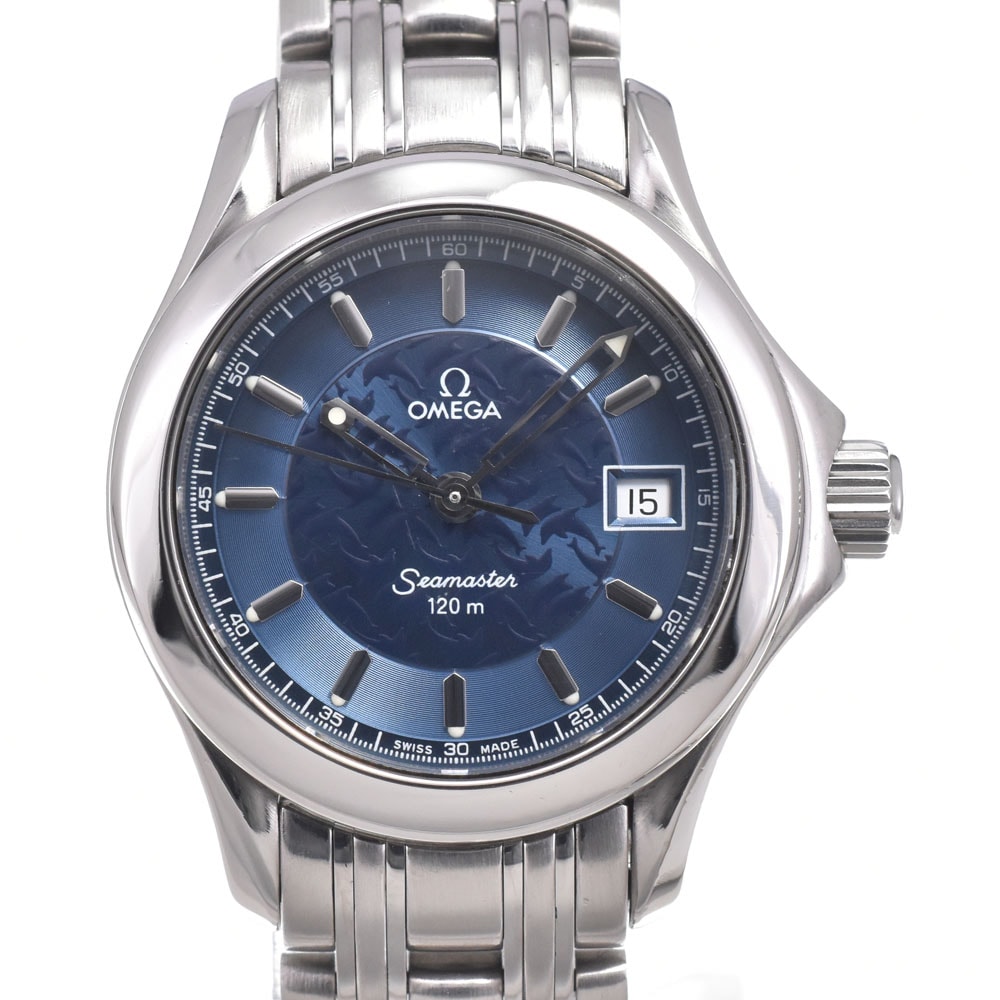 オメガ OMEGA 2588.80 シーマスター 120M 2002年限定 ブルー クォーツ レディース 良品 保証書付き 腕時計 M#150868
