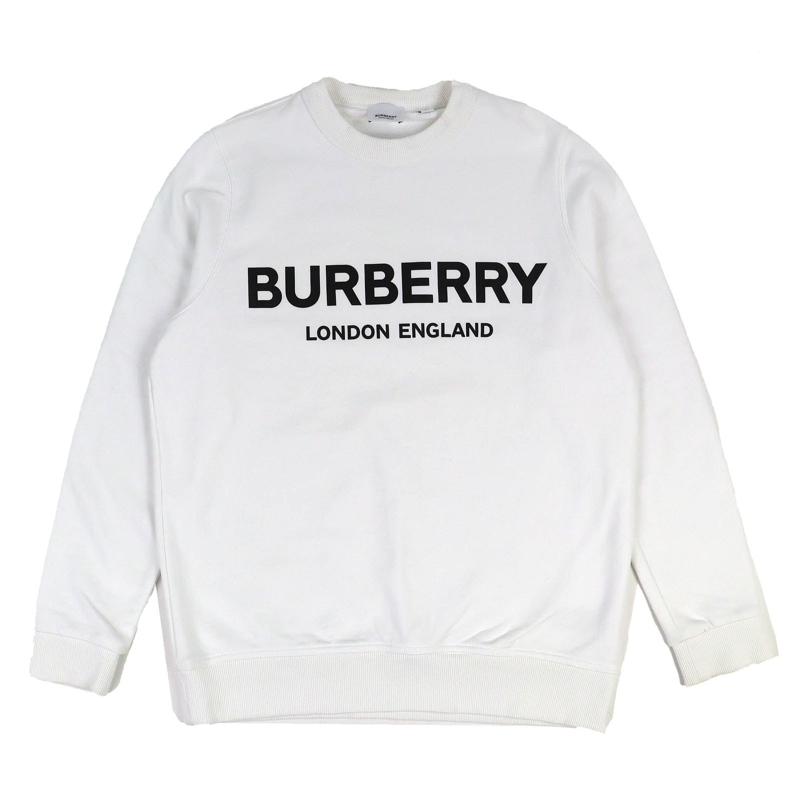 美品 バーバリー ティッシ期 ロゴプリント スウェット 白 M 8011443