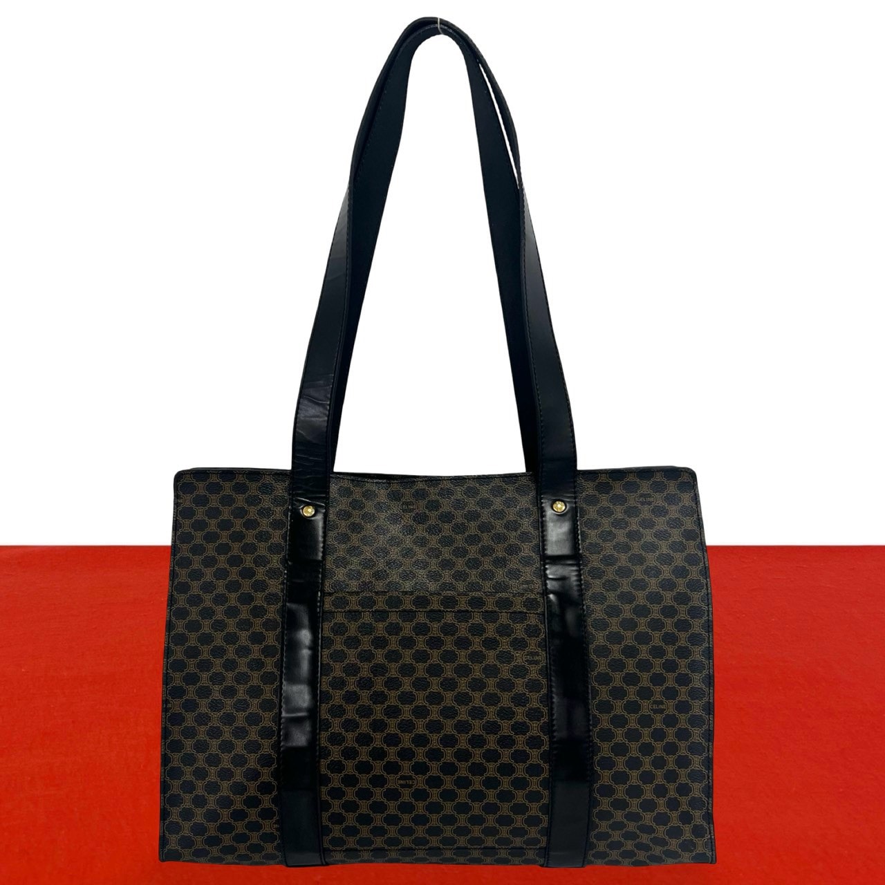 CELINE セリーヌ マカダム ブラゾン ロゴ 柄 レザー PVC トートバッグ ブラック
22151