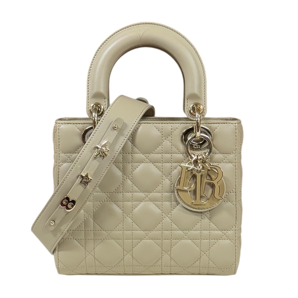 ディオール レディディオール スモール カナージュ ショルダーバッグ レザー M05380CEA.39U ベージュ レディース Dior  中古