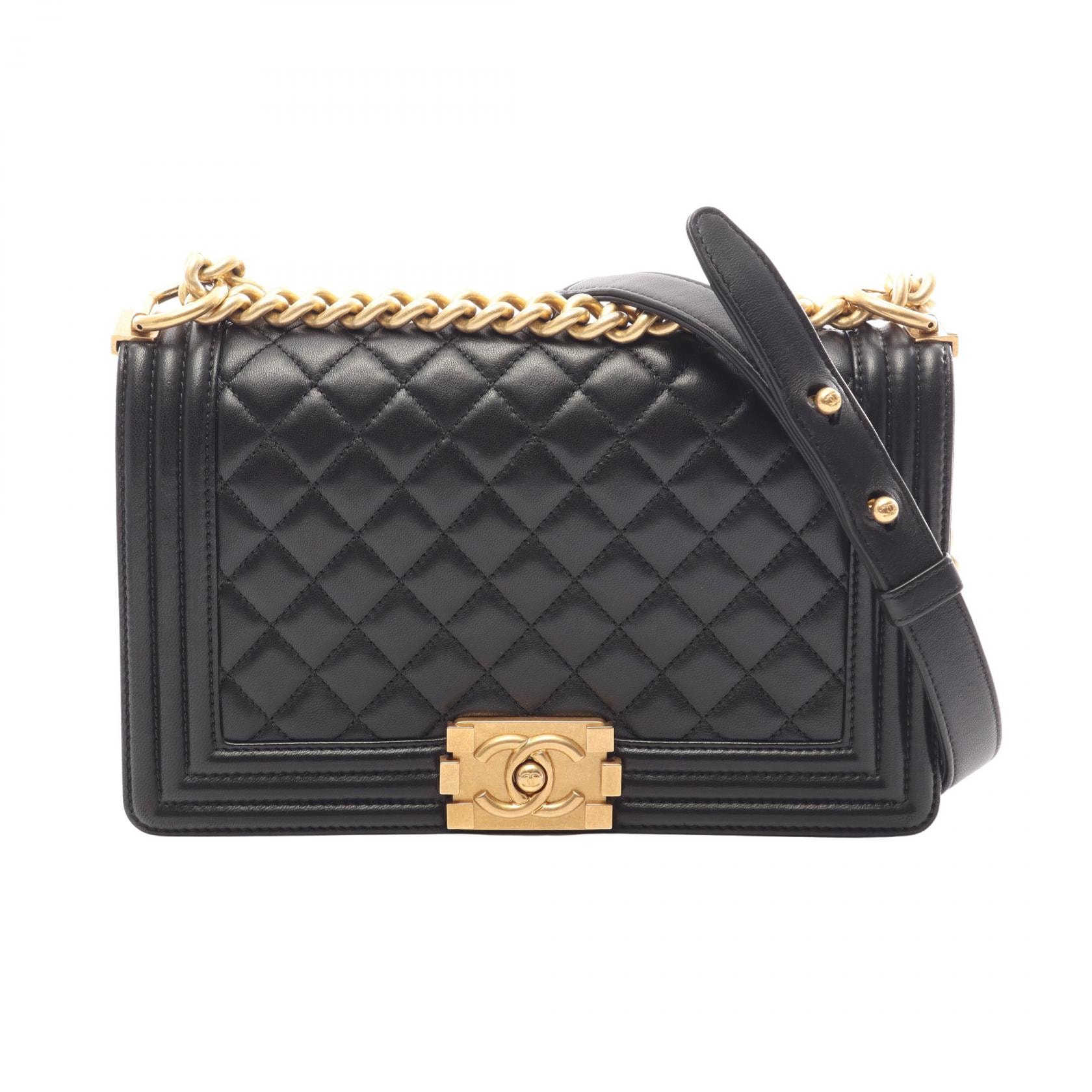 シャネル CHANEL ボーイシャネル ショルダーバッグ バッグ ラムスキン(羊革) レディース ブラック系 A67086 【中古】