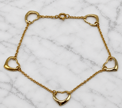 ティファニー TIFFANY & CO ブレスレット オープンハートブレスレット 腕回り 約17.5cm K18 イエローゴールド) オープンハートブレスレットレディース