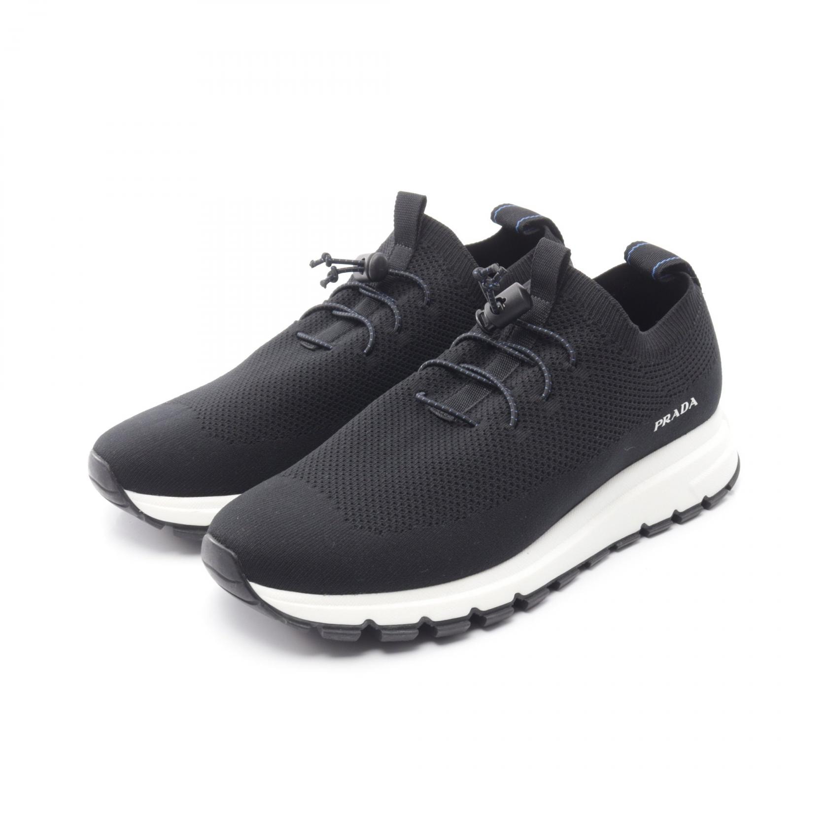 プラダ PRADA ニットソックス メッシュ スニーカー 靴 ファブリック メンズ ブラック系 【中古】