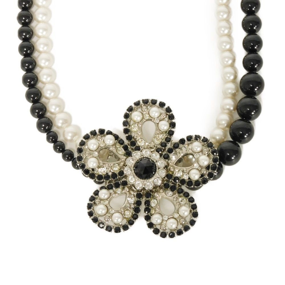 MIUMIU クリスタル パール フラワー ネックレス ロゴ 5AJL05