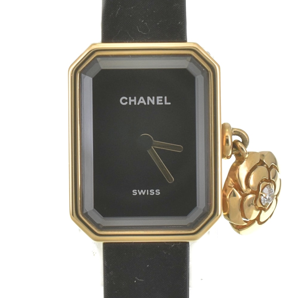 値下 シャネル CHANEL H6361 プルミエール 限定品 カメリア チャーム K18YG クォーツ レディース 美品 D#142211