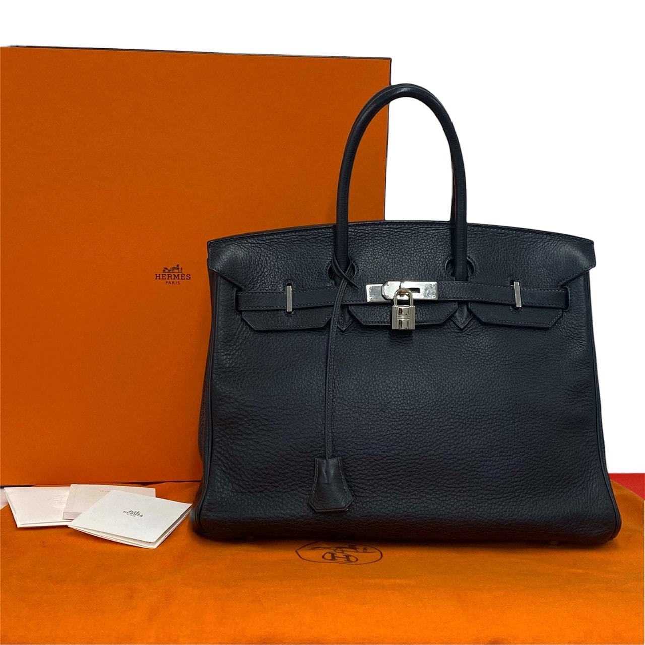 HERMES エルメス バーキン 35 トリヨンクレマンス ハンドバッグ ブルーインディゴ ブルー
 638-9