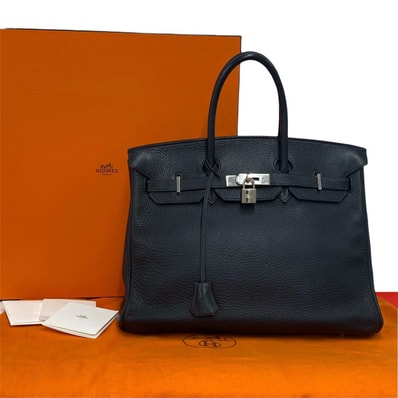 HERMES エルメス バーキン 35 トリヨンクレマンス ハンドバッグ ブルーインディゴ ブルー
638-9
