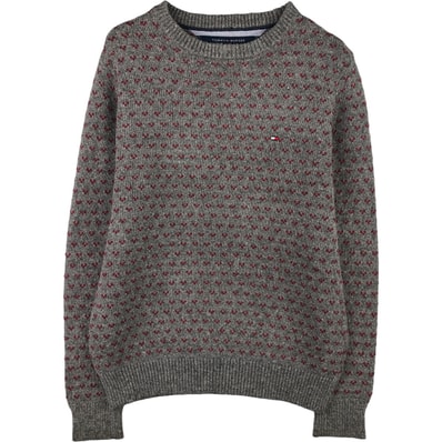 古着 トミーヒルフィガー TOMMY HILFIGER 総柄 コットンニットセーター メンズS相当/eaa399815