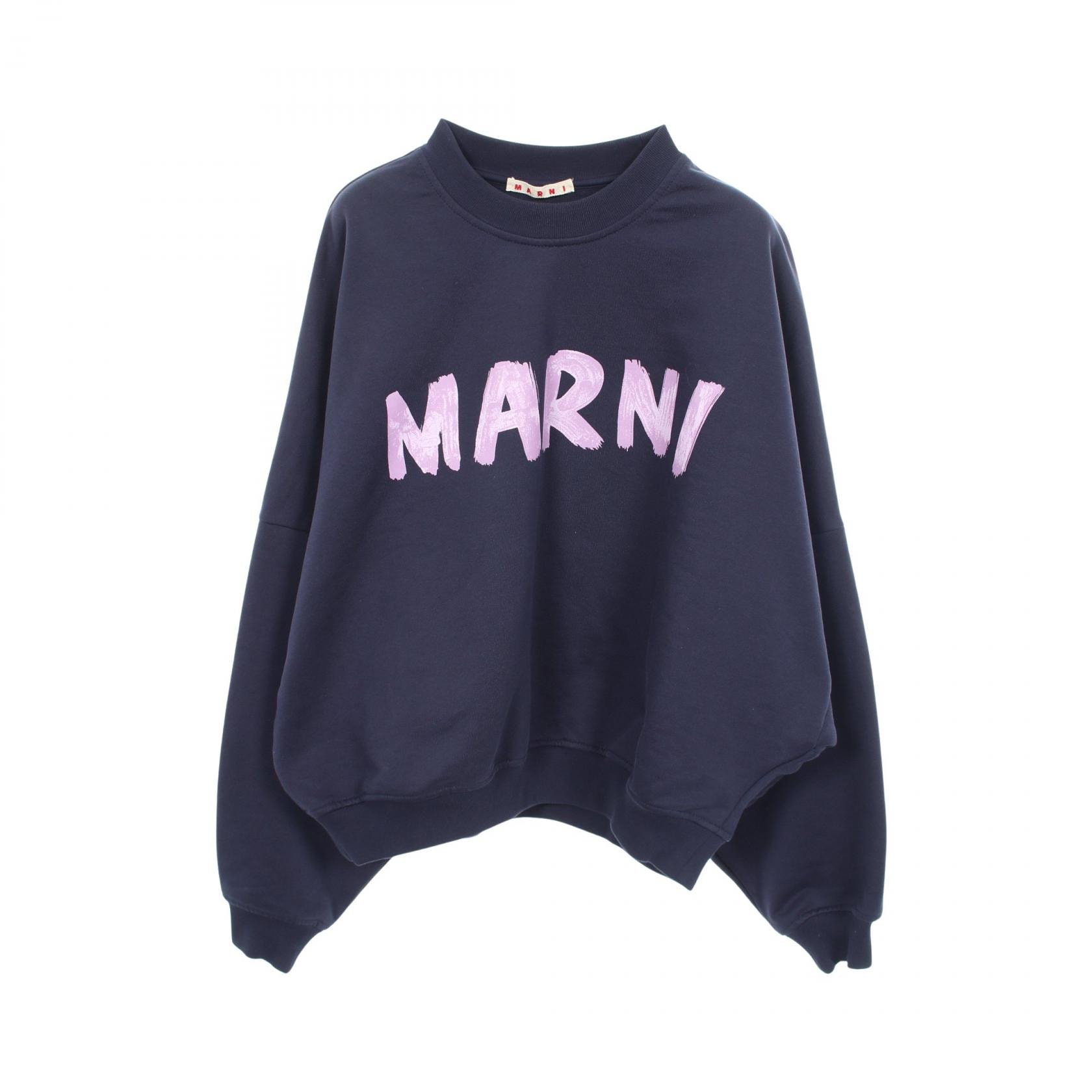 マルニ MARNI ロゴプリント スウェット 衣料品 トップス コットン レディース ネイビー系 FLJE0185P2 USCU88 【中古】
