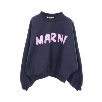 マルニ MARNI ロゴプリント スウェット 衣料品 トップス コットン レディース ネイビー系 FLJE0185P2 USCU88 【中古】