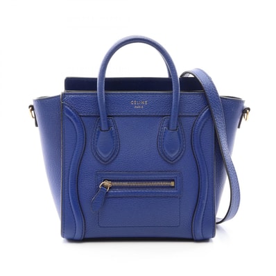 セリーヌ CELINE ラゲージ ナノショッパー 2WAY ハンドバッグ バッグ レザー レディース ブルー系 【中古】