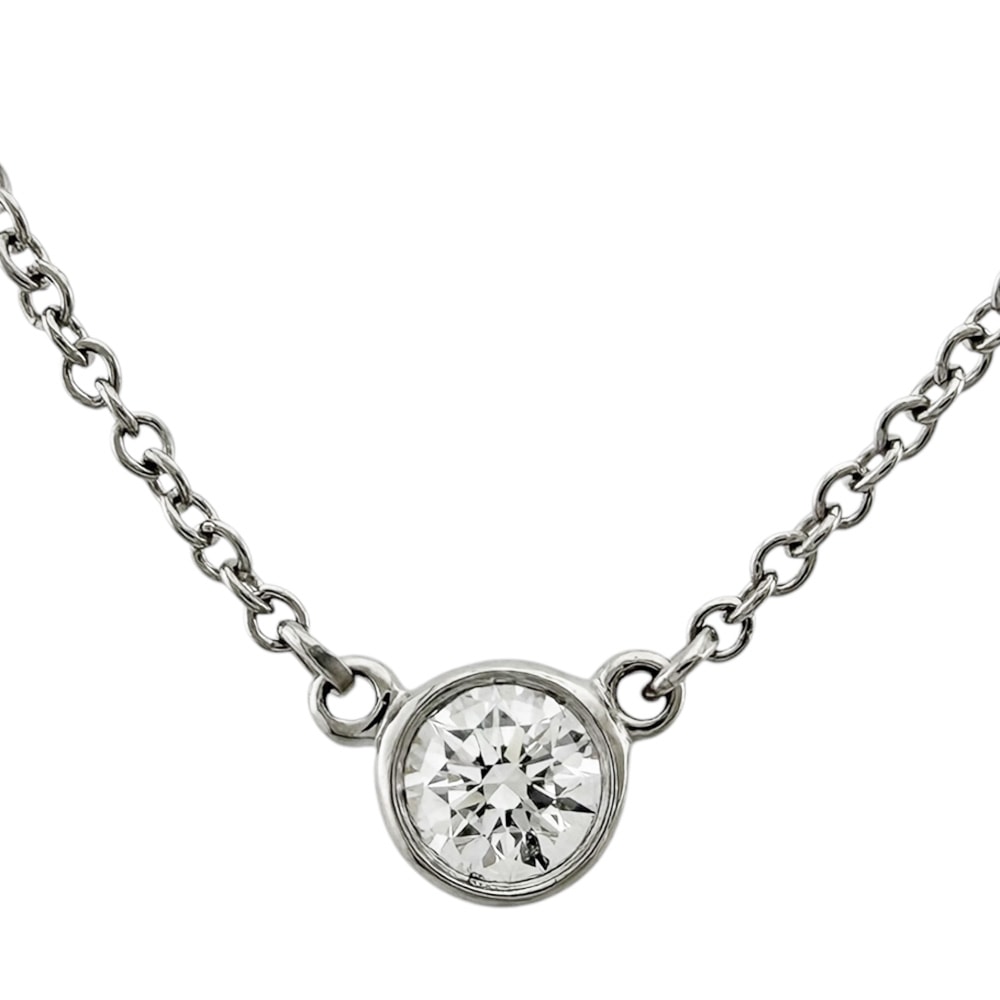 ティファニー バイザヤード 約0.14ct ネックレス Pt950プラチナ ダイヤモンド レディース TIFFANY&Co.  中古
