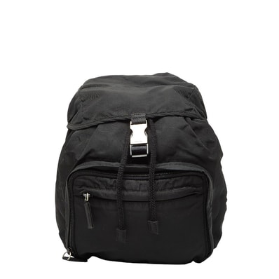 プラダ 三角ロゴプレート ミニ リュック バックパック ブラック ナイロン レディース PRADA 【中古】