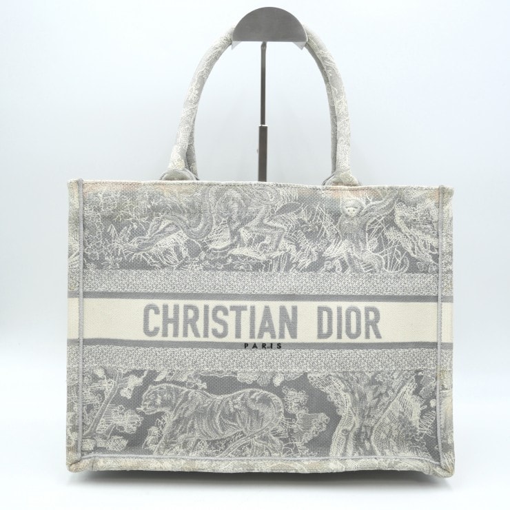 Christian Dior(クリスチャンディオール)Dior Book Tote トワル ドゥ ジュイ トートバッグ ミディアム グレー エンブロイダリー レディース M1296ZTDT 【中古】