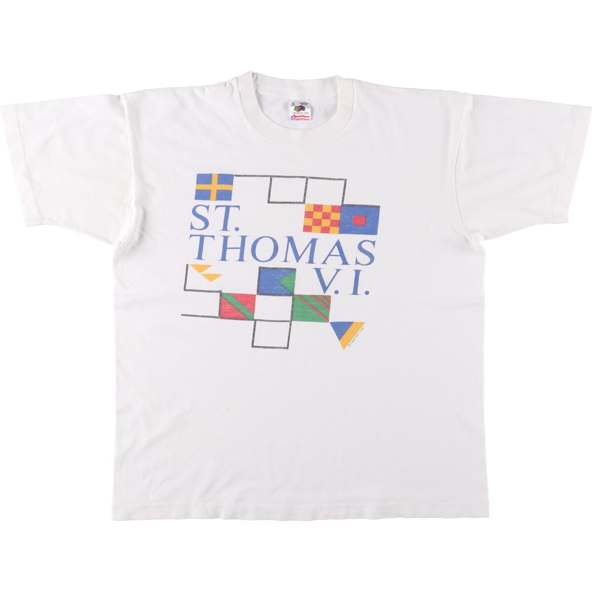 古着 90年代 フルーツオブザルーム FRUIT OF THE LOOM 国旗柄 プリントTシャツ USA製 メンズL相当 ヴィンテージ/eaa563346