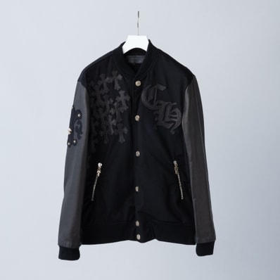 Chrome Hearts Letter Man CH Multi Leather Patch Leather Sleeve Blouson "Black"