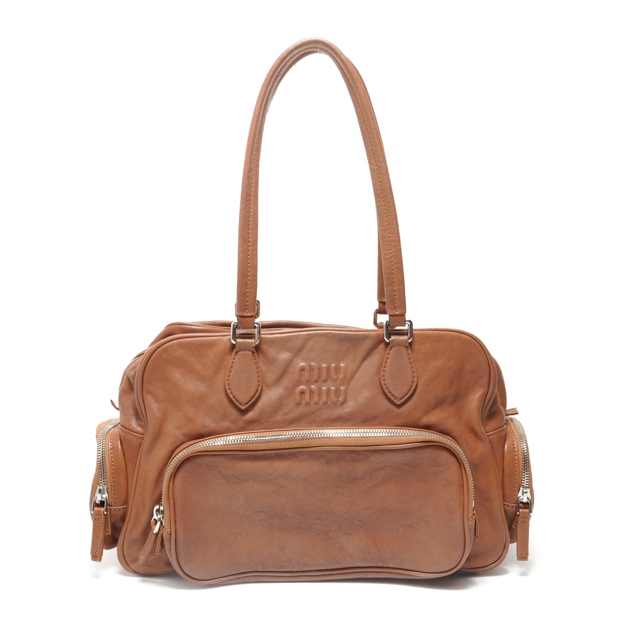 ミュウ ミュウ Miu Miu ナッパレザー トップハンドル ショルダーバッグ【中古】