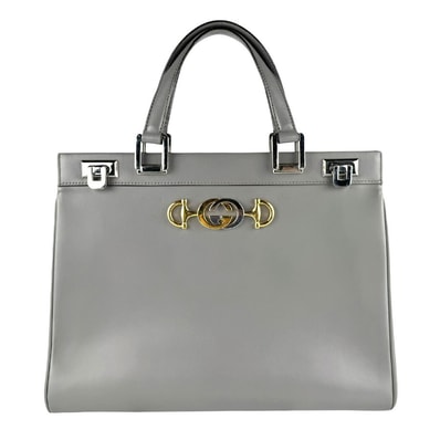 グッチ GUCCI ハンドバッグ ショルダーバッグ ズゥミ レザー グレー レディース 564714【中古】 z9799