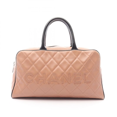 シャネル CHANEL マトラッセ ハンドバッグ バッグ キャビアスキン(グレインドカーフ) パテントレザー レディース ピンク系 / ブラック系 15685 【中古】