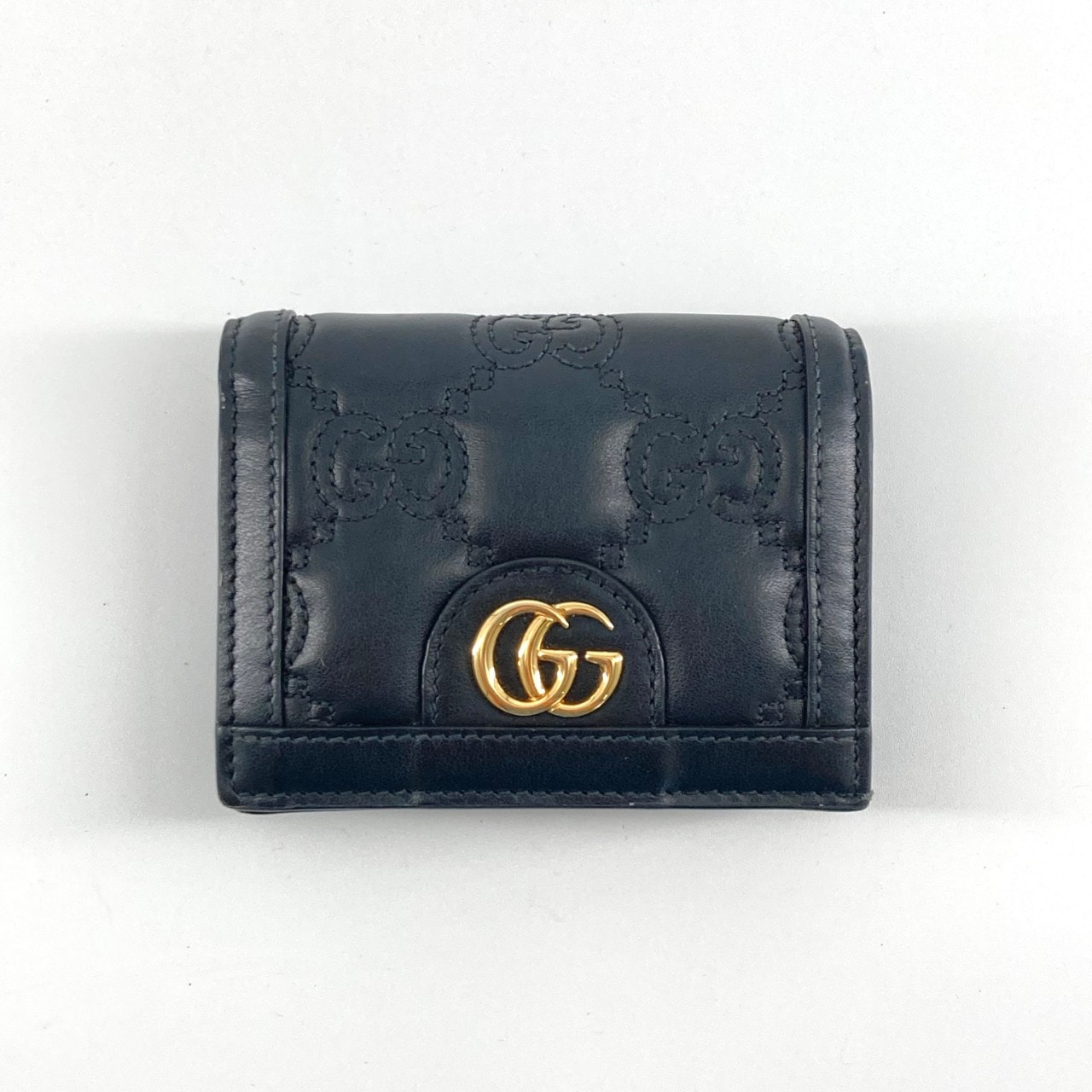 GUCCI(グッチ) マトラッセ コンパクトウォレット 723786 二つ折り財布 ブラック