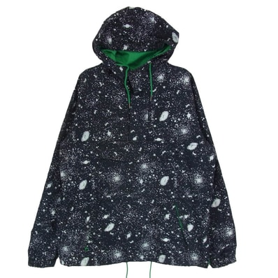 STUSSY ステューシー パーカー アノラック 総柄 プルオーバー ハーフジップ パーカー ブラック系 M【中古】