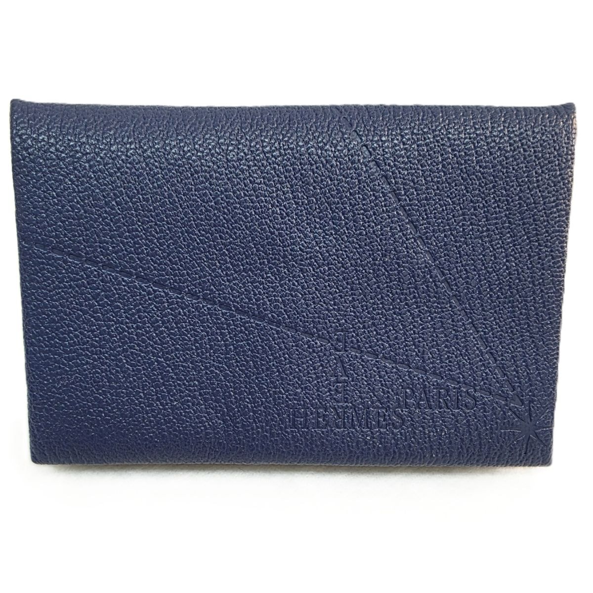 HERMES エルメス カルヴィ カードケース 三越日本橋 限定  名刺入れ シェーブル ネイビー  レディース【中古】