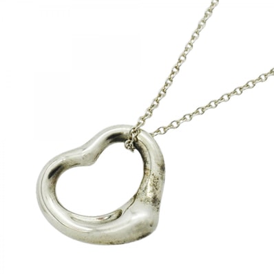 【6jcb0685-k】ティファニー ネックレス オープンハート シルバー925【中古】レディース