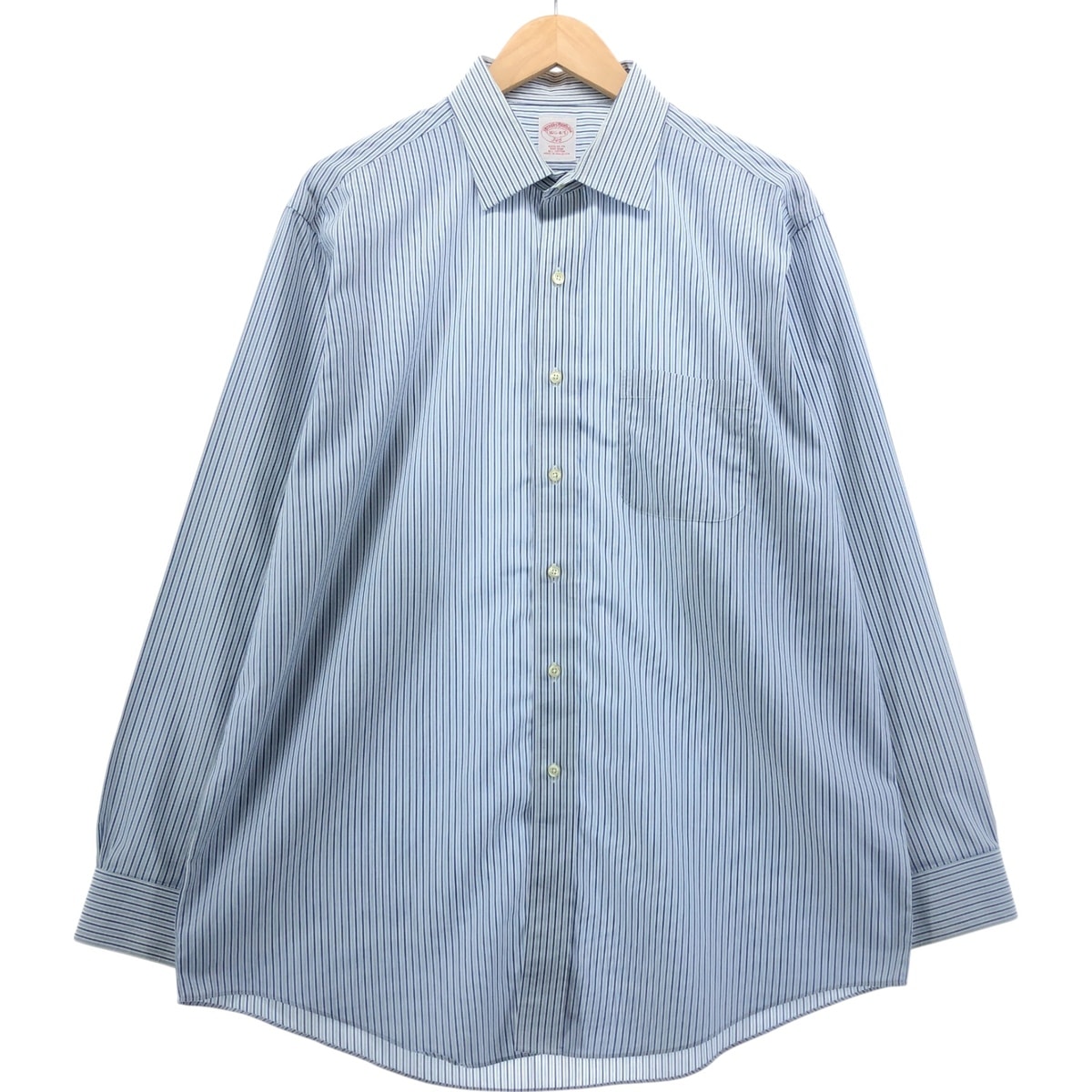 古着 ブルックスブラザーズ Brooks Brothers 346 ワイドカラー 長袖 コットンストライプシャツ メンズL相当/eaa558303