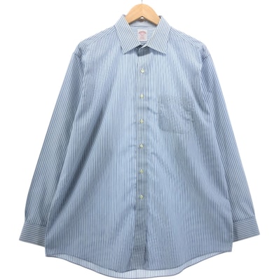 古着 ブルックスブラザーズ Brooks Brothers 346 ワイドカラー 長袖 コットンストライプシャツ メンズL相当/eaa558303