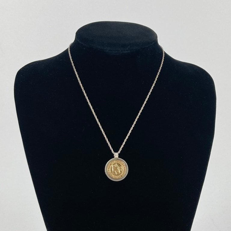 TIFFANY&Co.(ティファニー) セントクリストファー K18 Ag925 14.2g コイン ネックレス ゴールド×シルバー